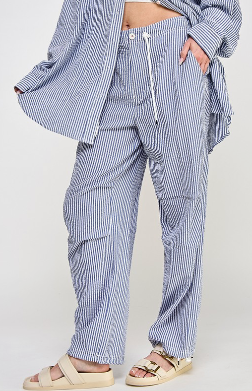 Blue Striped Seersucker Pants