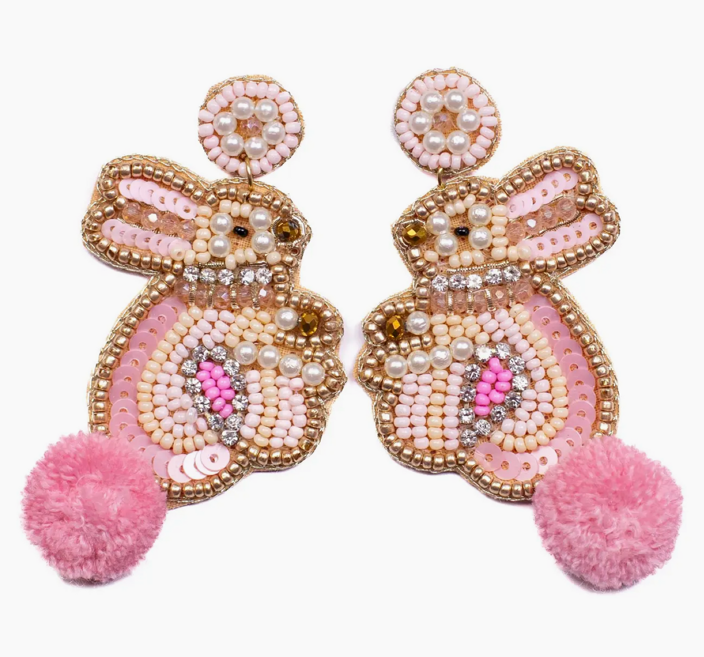 Bunny Tail Beaded Earrings