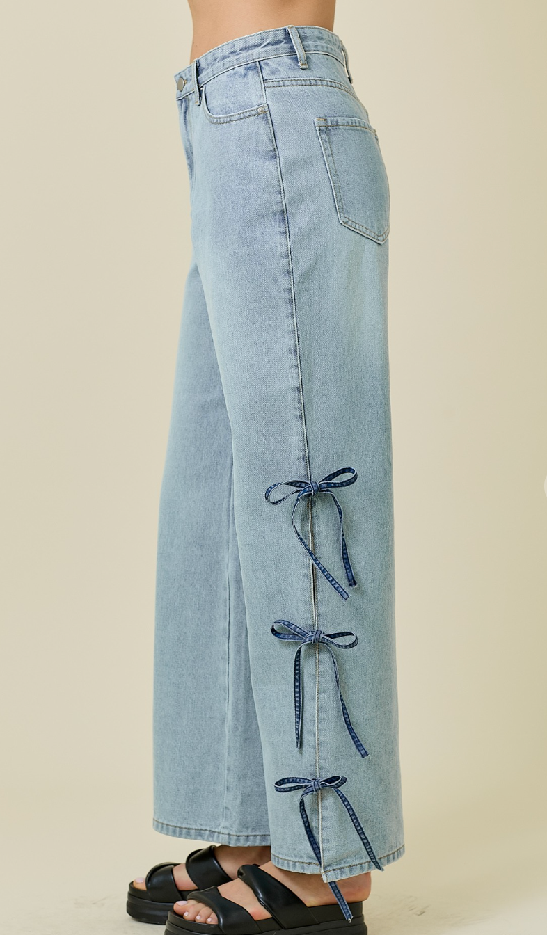 Denim Contrast Tie Jeans
