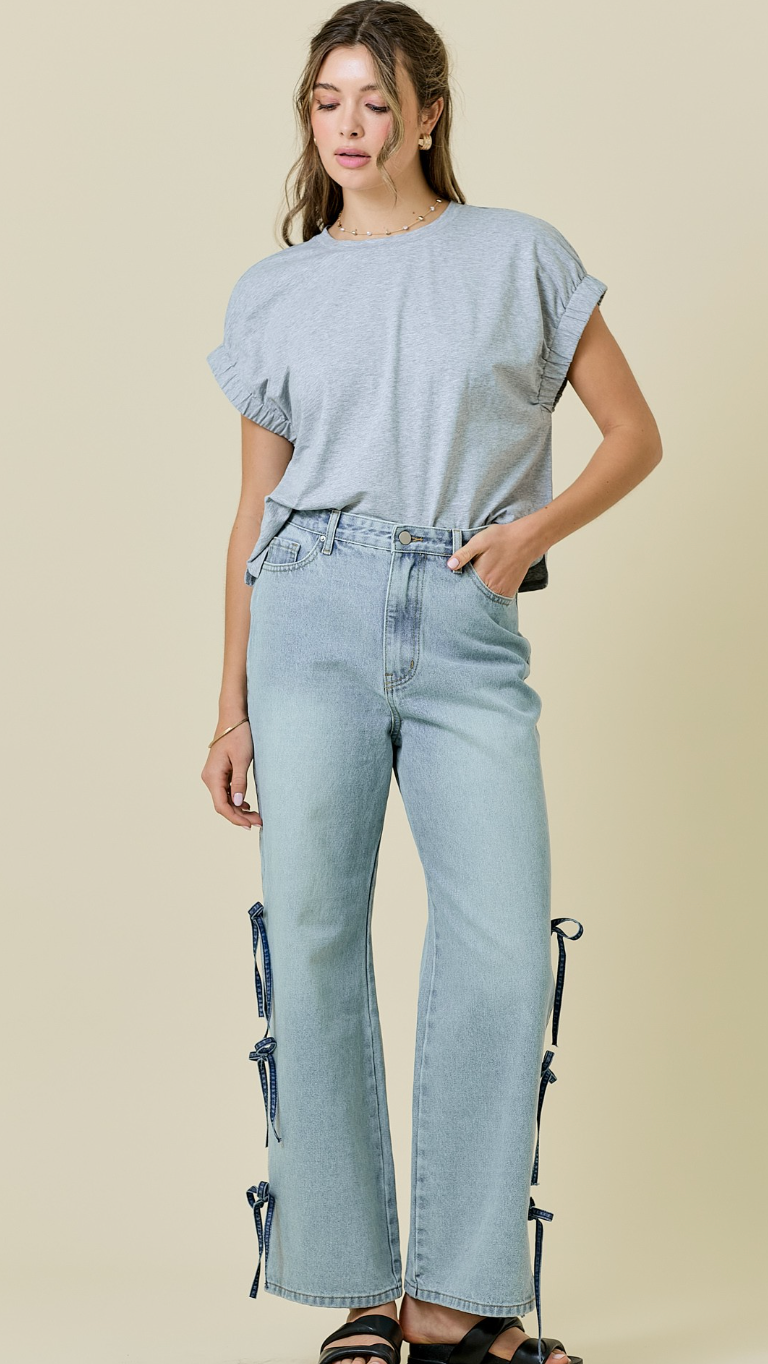 Denim Contrast Tie Jeans