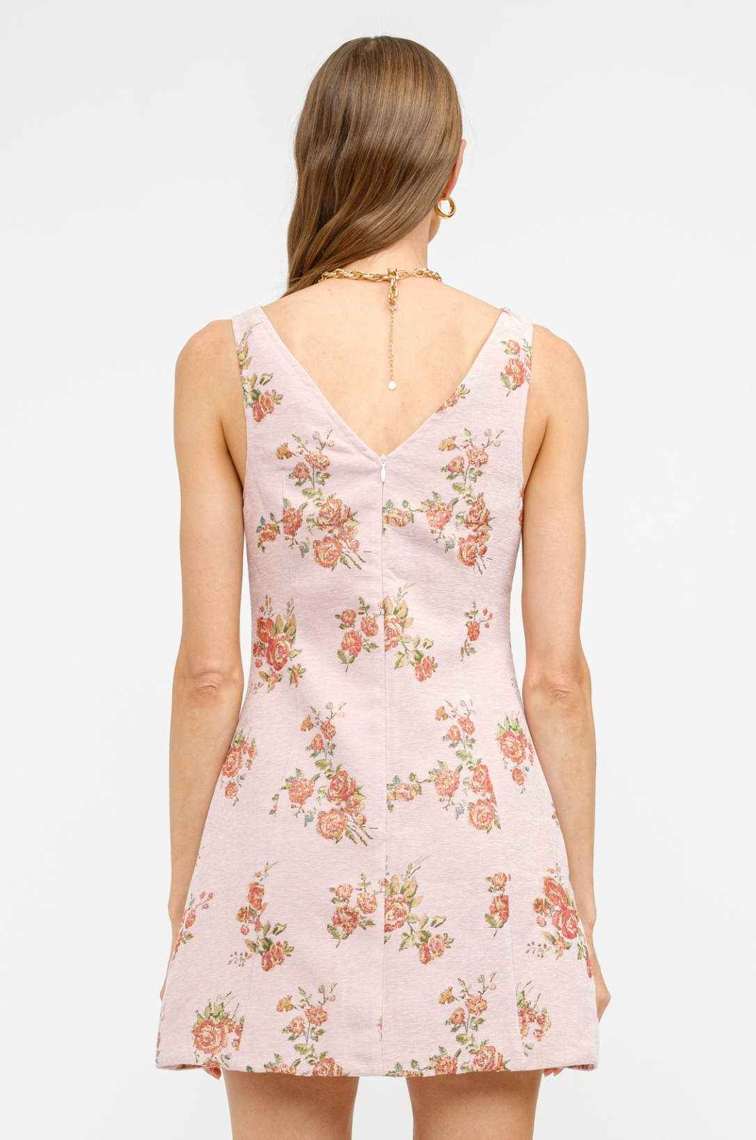 Carmine Jacquard Floral Dress