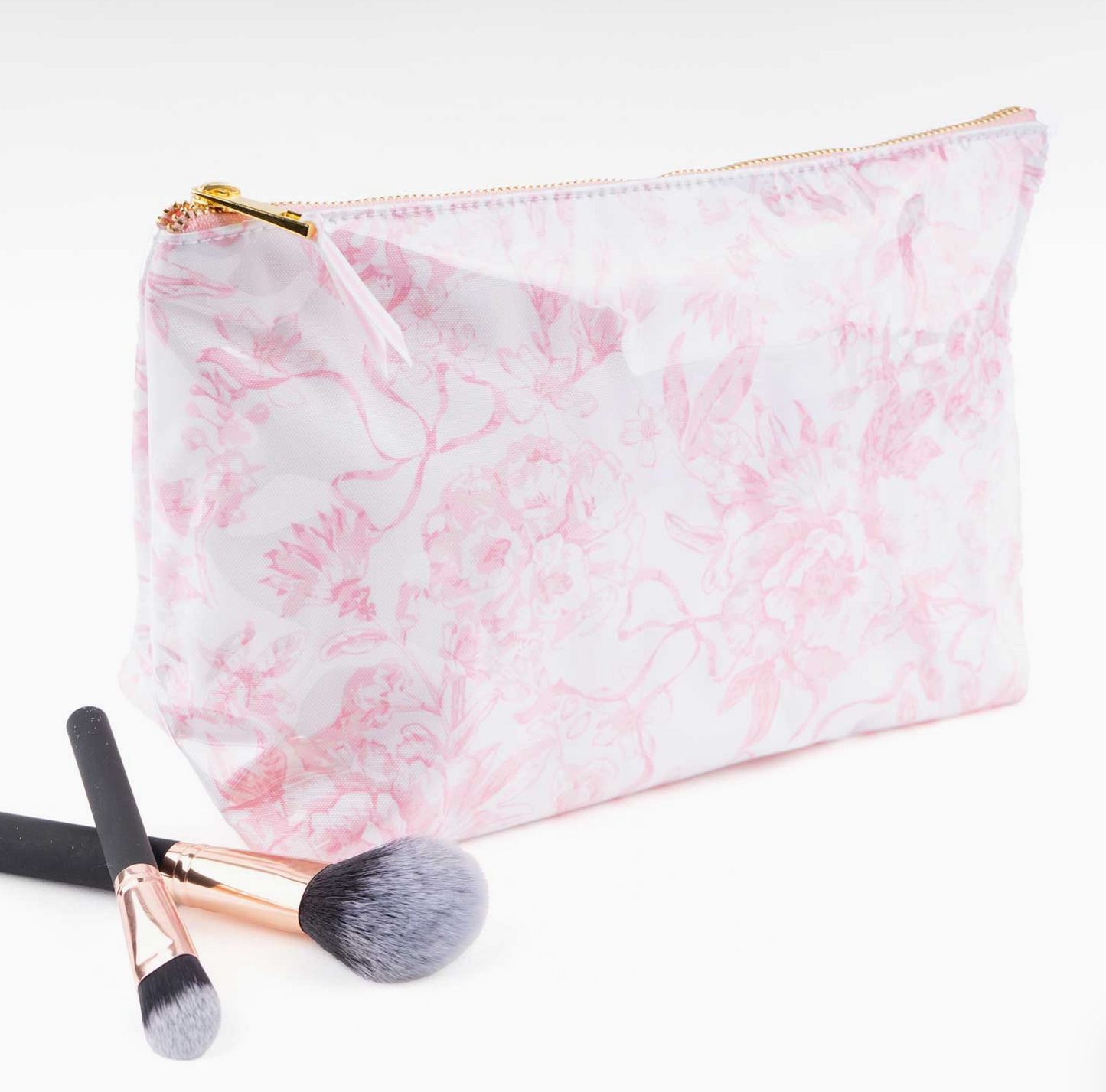 Pink Toile Travel Cosmetic Bag
