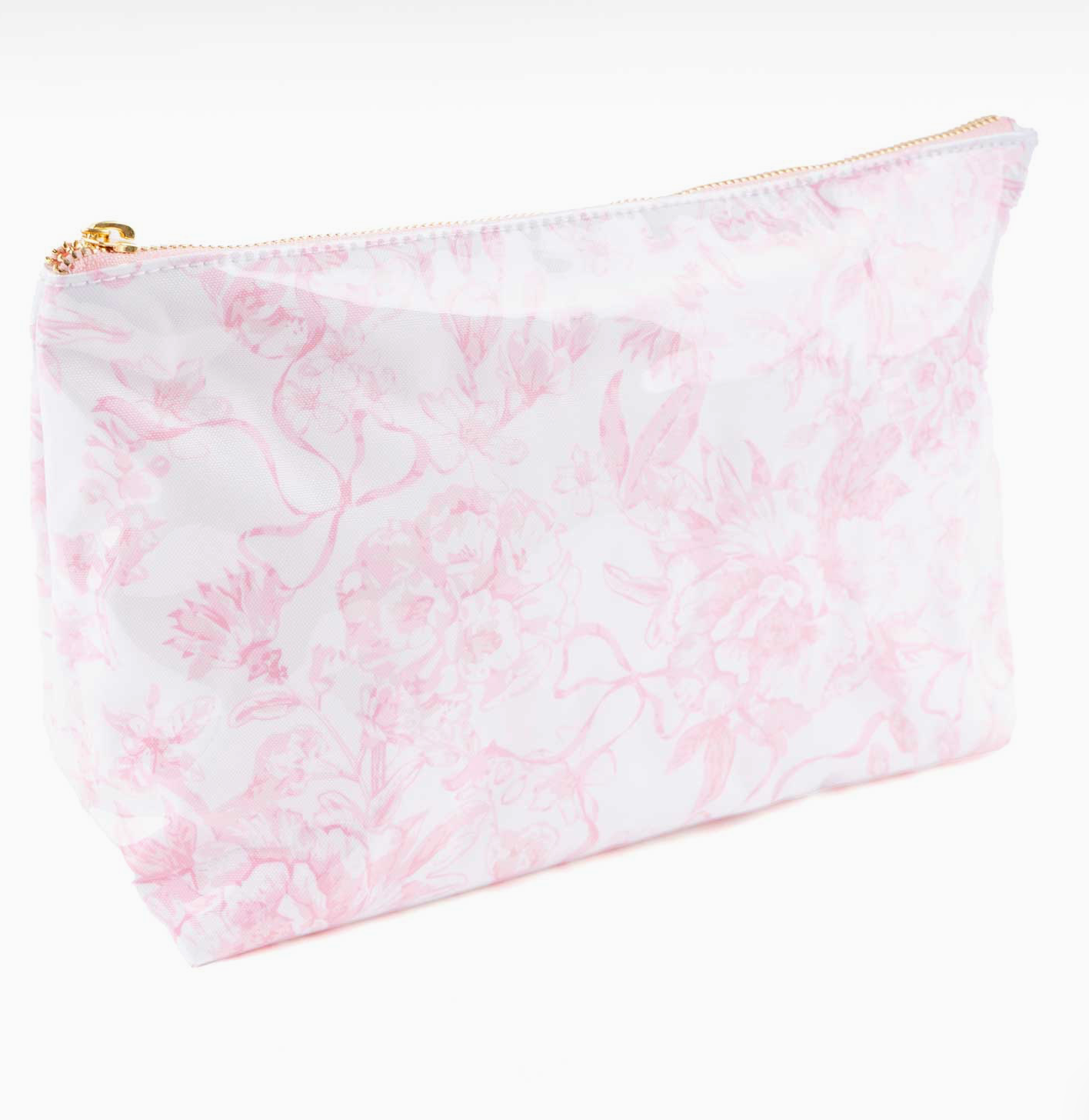 Pink Toile Travel Cosmetic Bag