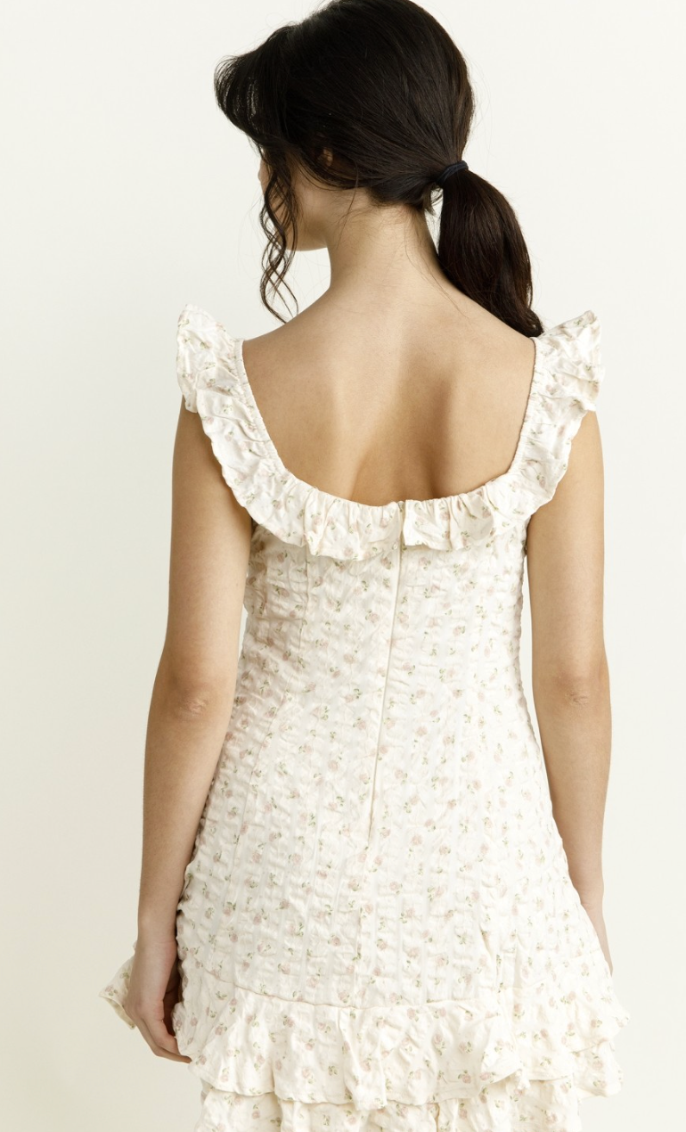Dana Ivory/Pink Floral Dress