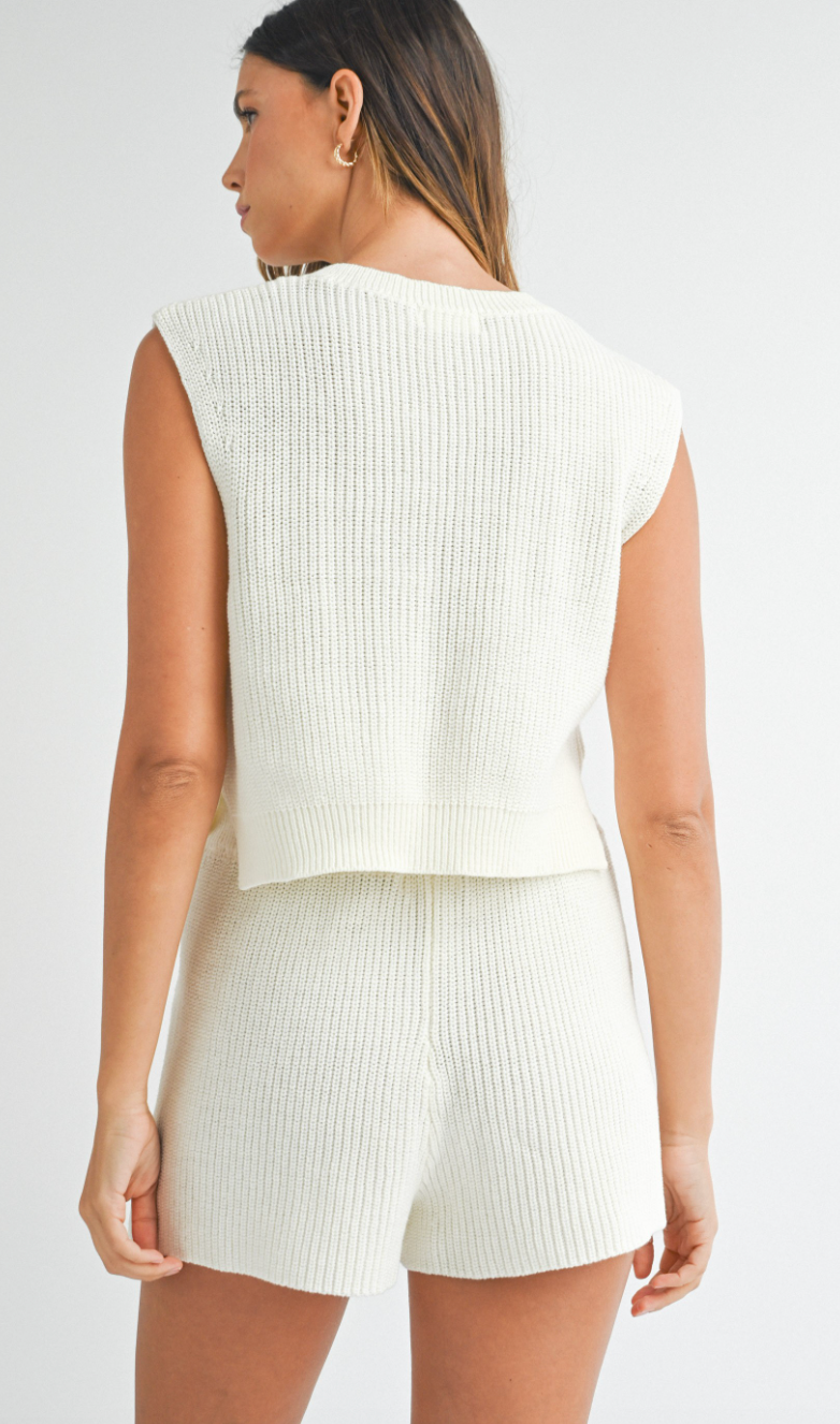 Bayside Knit Shorts & Tank Set of 2 Ivory