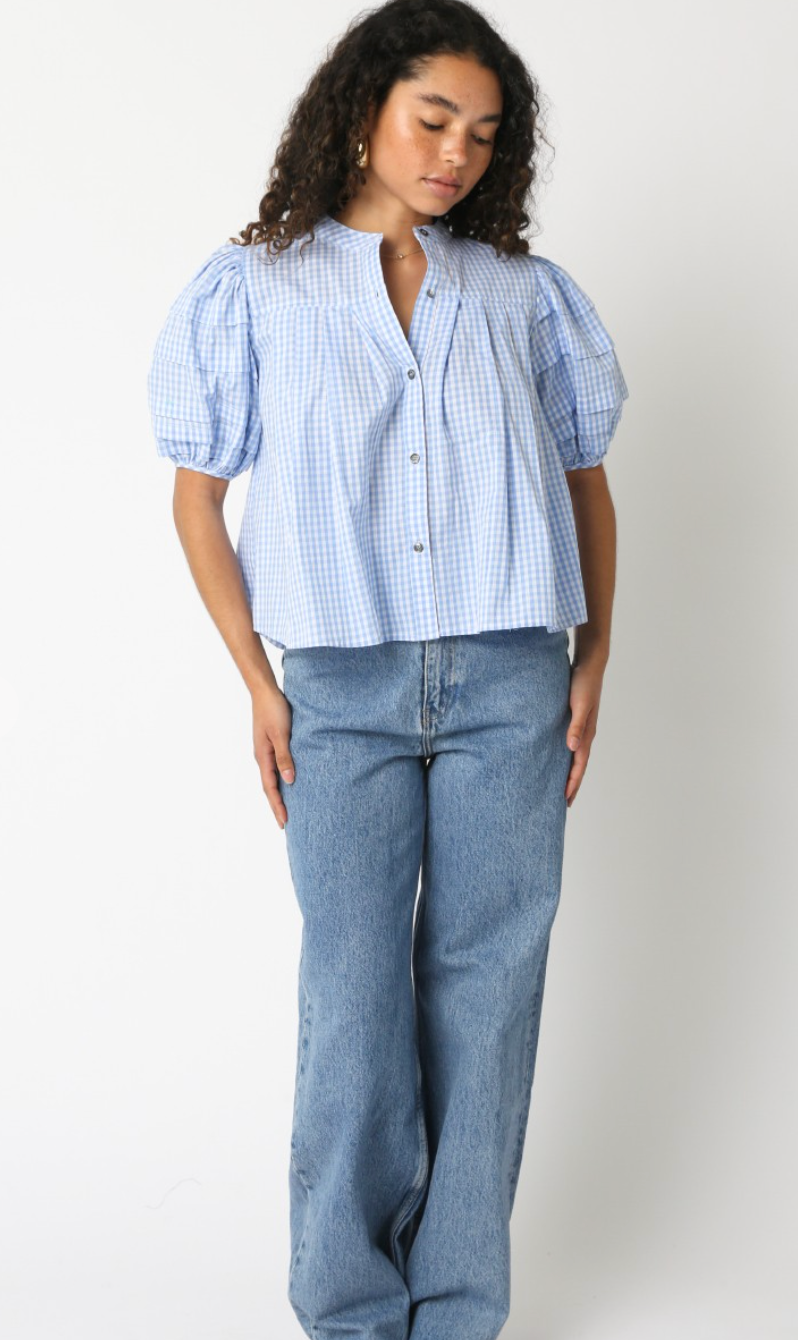 Harlow Checkered Blouse Blue