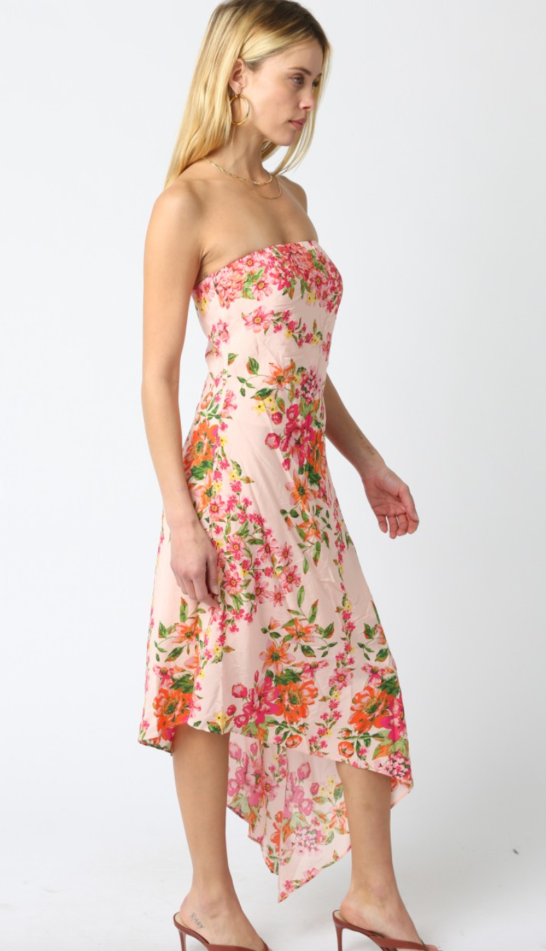 Bright Flowers Asymmetrical Dress