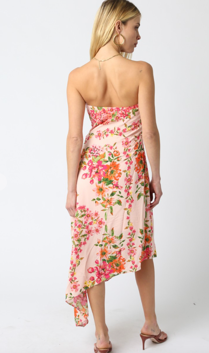 Bright Flowers Asymmetrical Dress