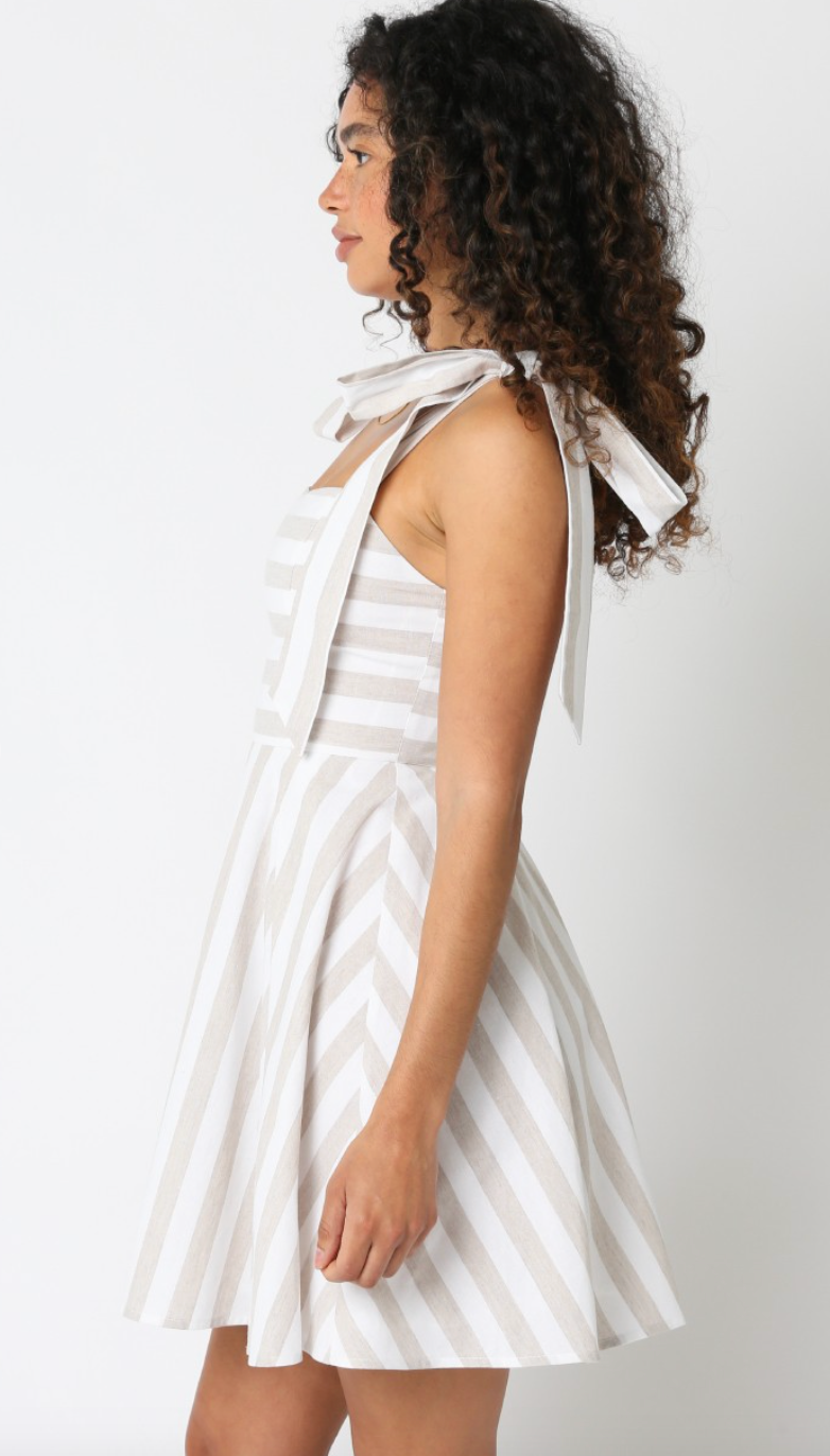 Samantha Stripe Tie Shoulder Dress
