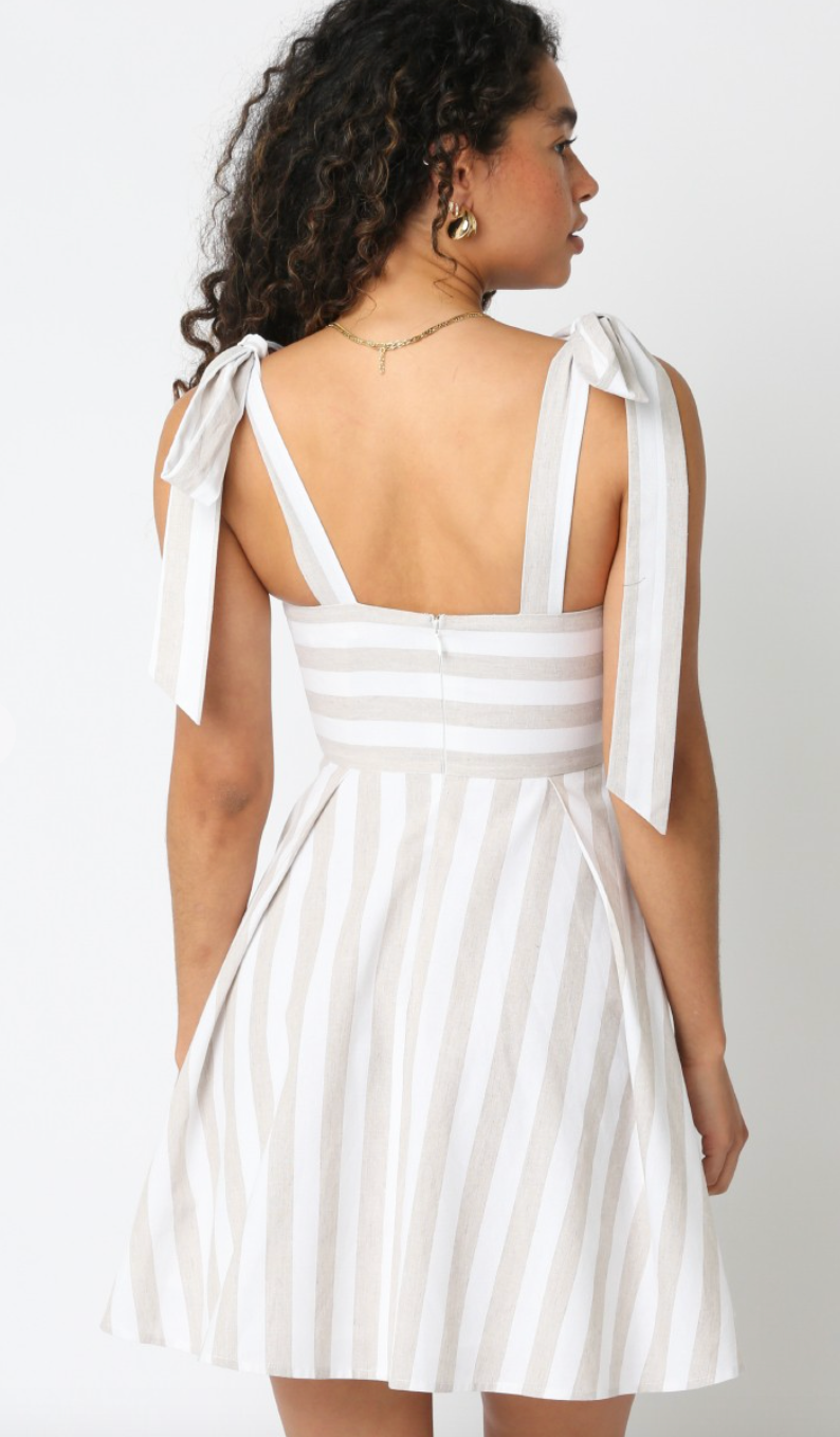 Samantha Stripe Tie Shoulder Dress