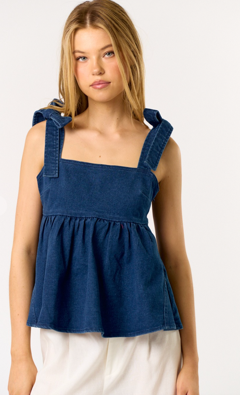 Denim Shoulder Tie Top