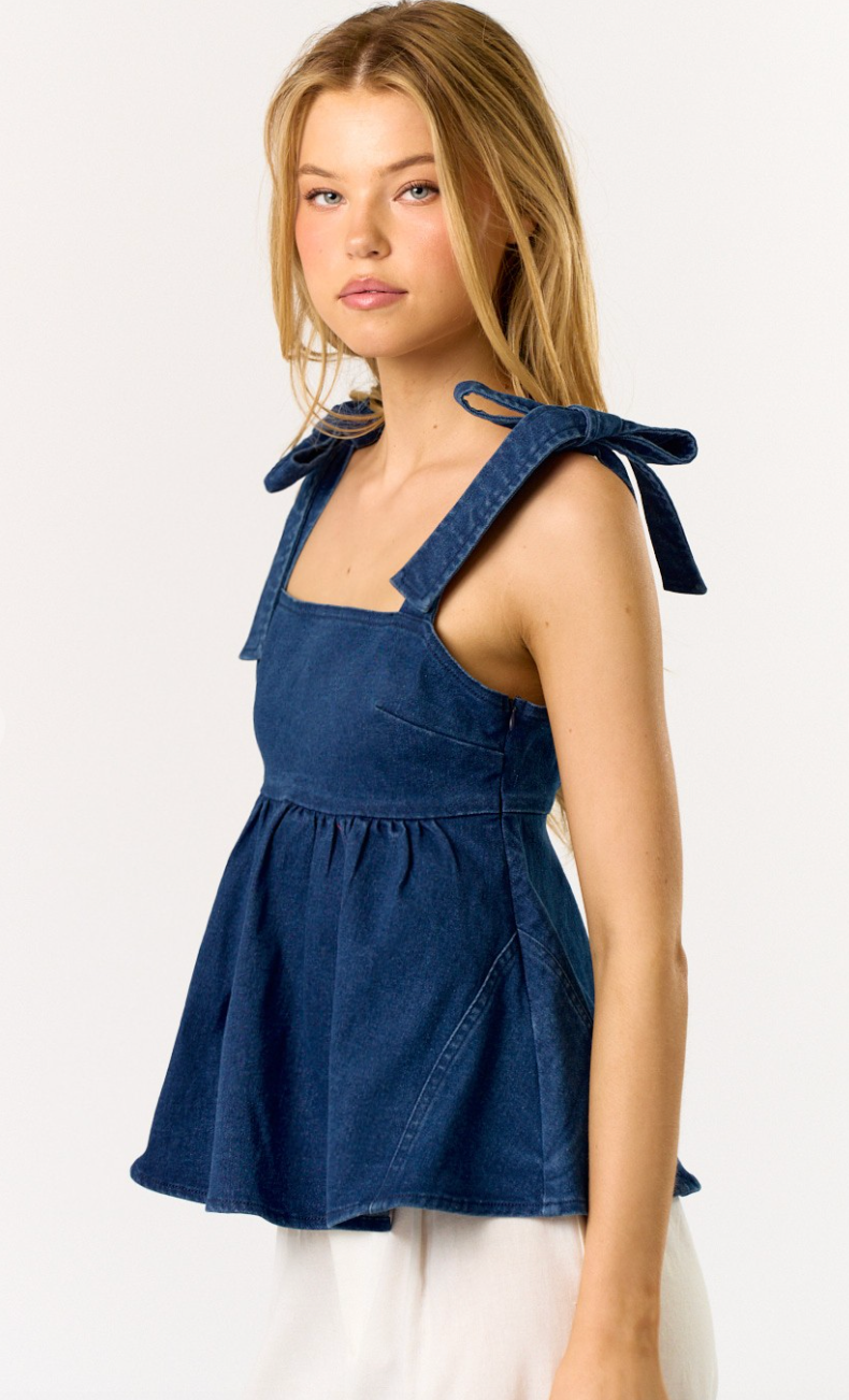 Denim Shoulder Tie Top