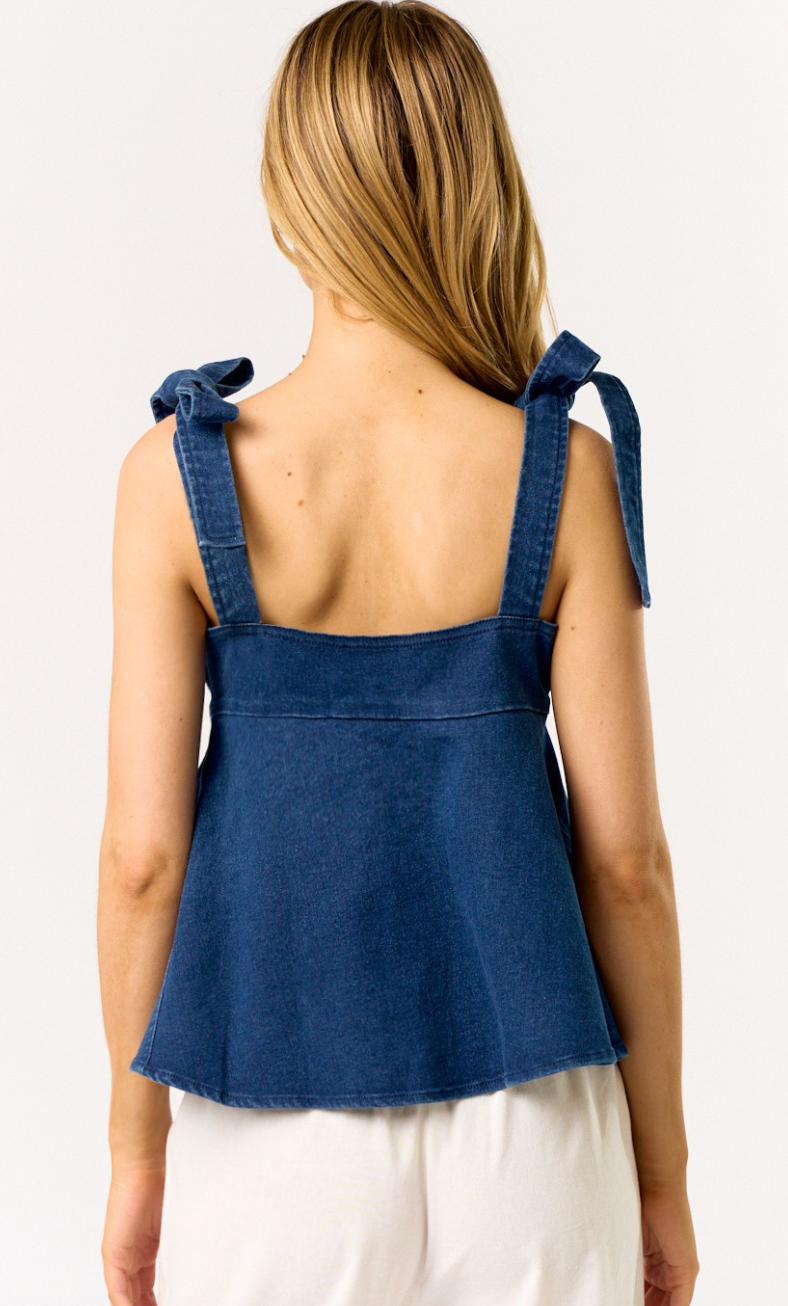 Denim Shoulder Tie Top