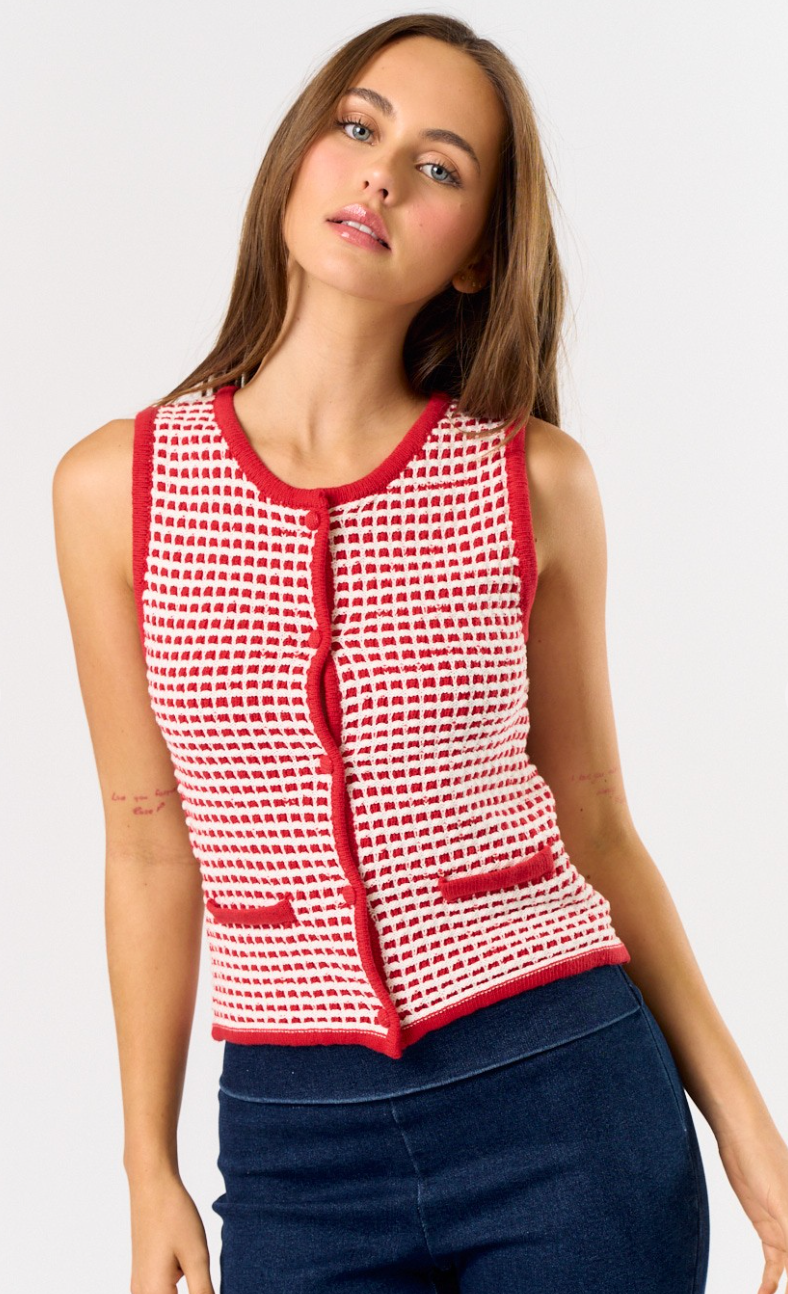 Red/White Sweater Vest