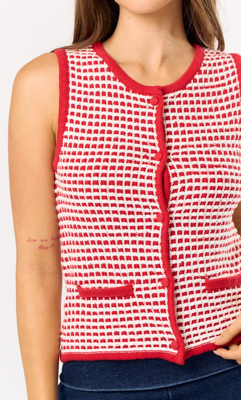 Red/White Sweater Vest