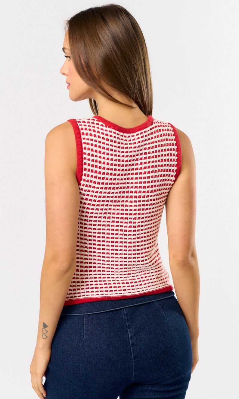 Red/White Sweater Vest
