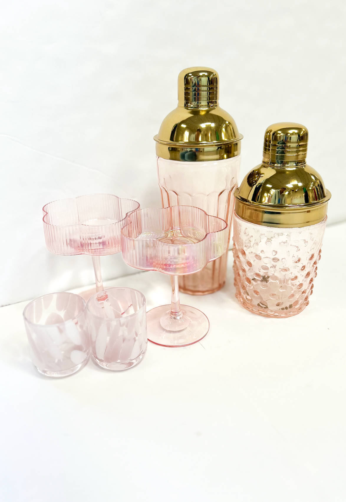 Pink + Gold Glass Cocktail Shaker