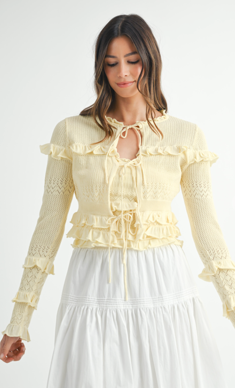 Yellow Crochet Cardigan Set of 2