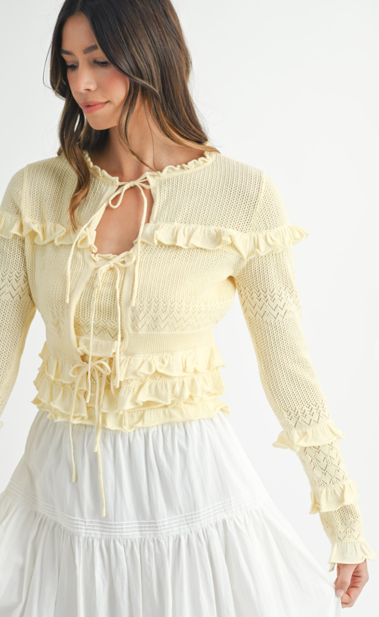 Yellow Crochet Cardigan Set of 2