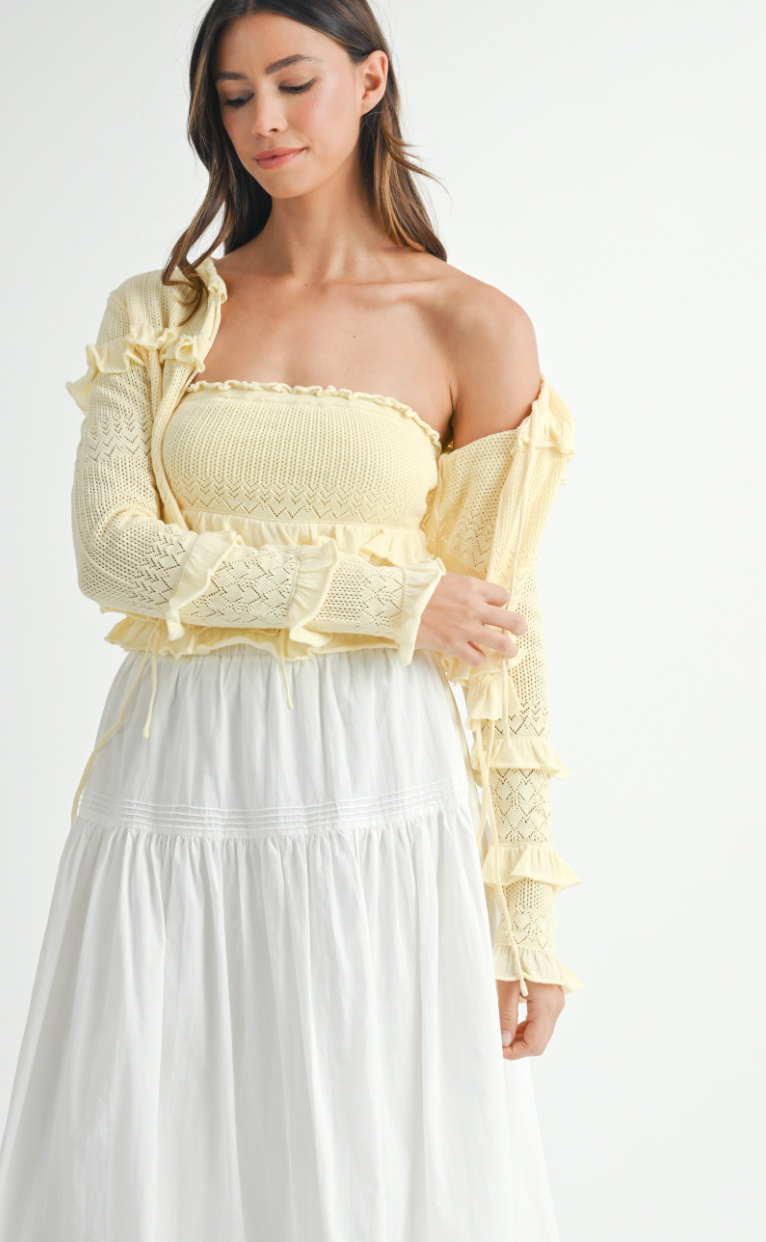 Yellow Crochet Cardigan Set of 2