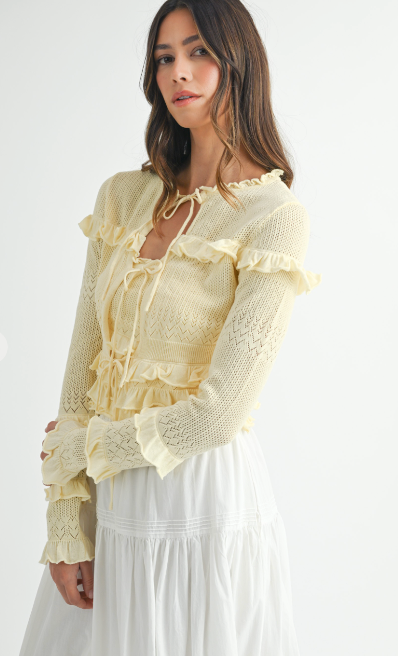 Yellow Crochet Cardigan Set of 2