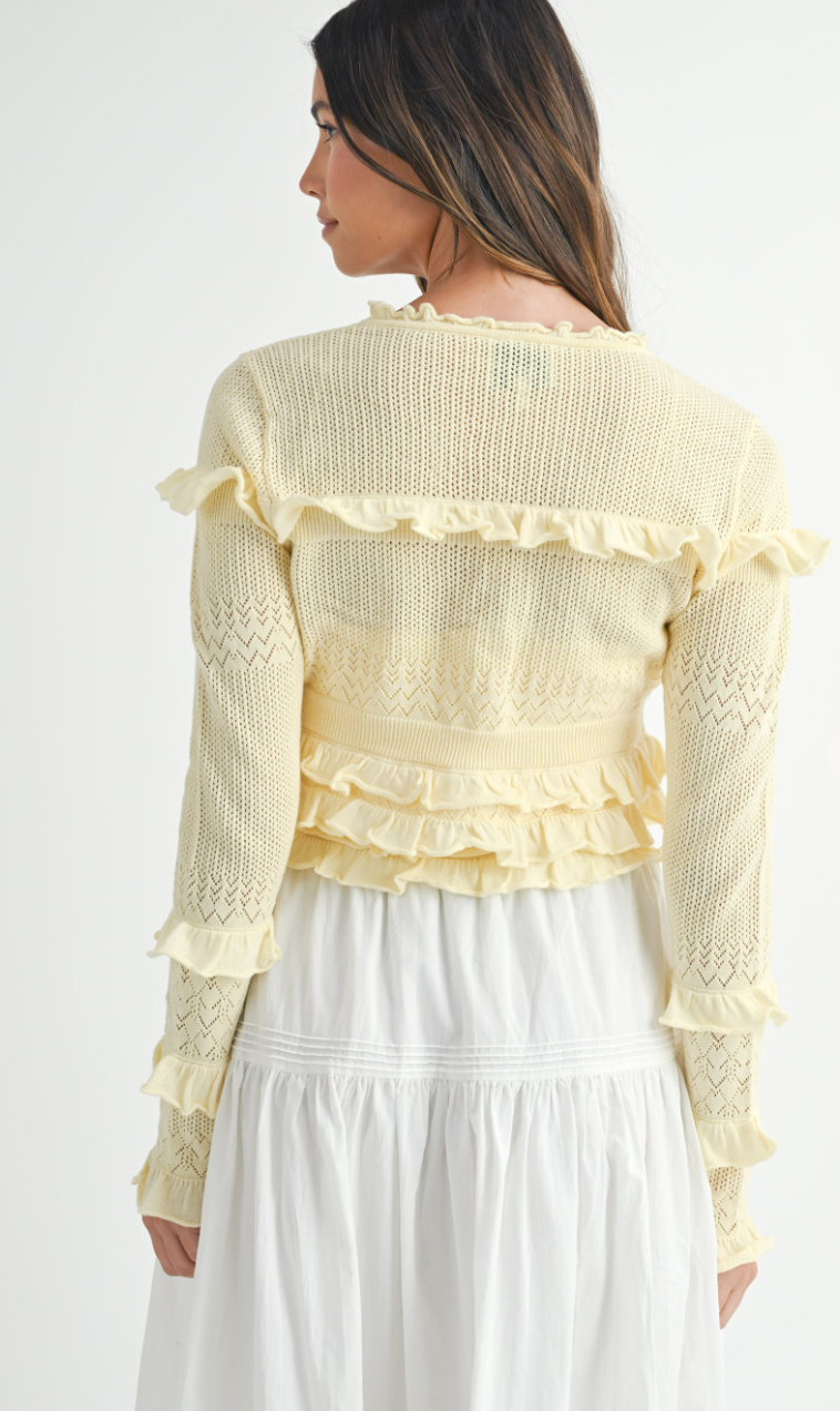 Yellow Crochet Cardigan Set of 2