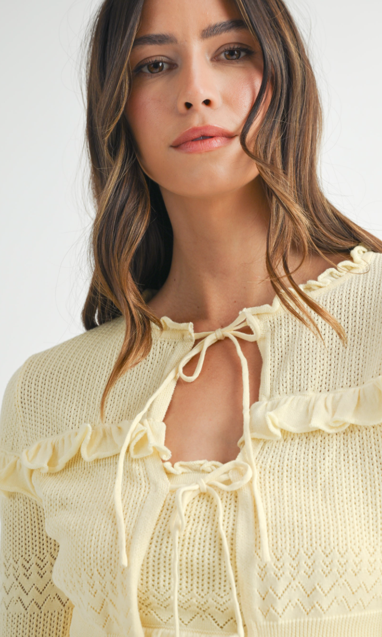 Yellow Crochet Cardigan Set of 2