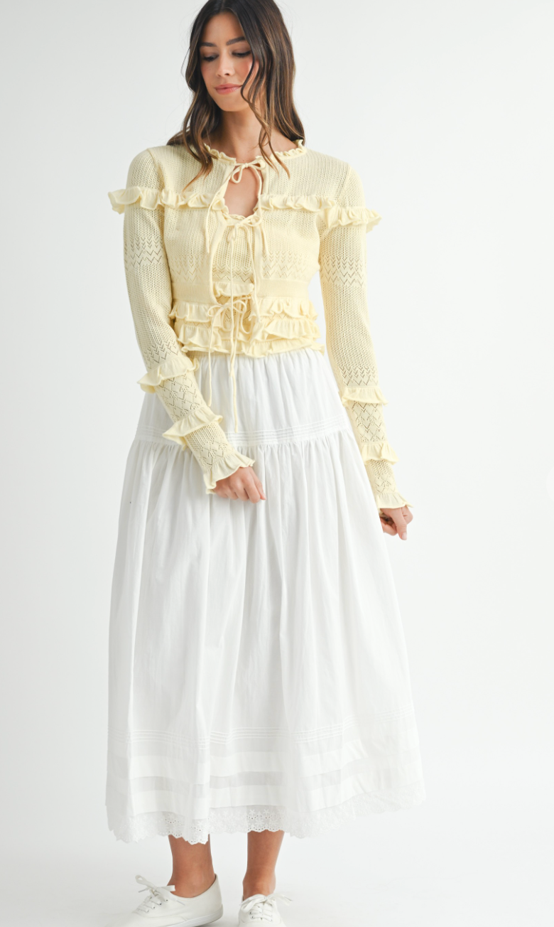 Yellow Crochet Cardigan Set of 2