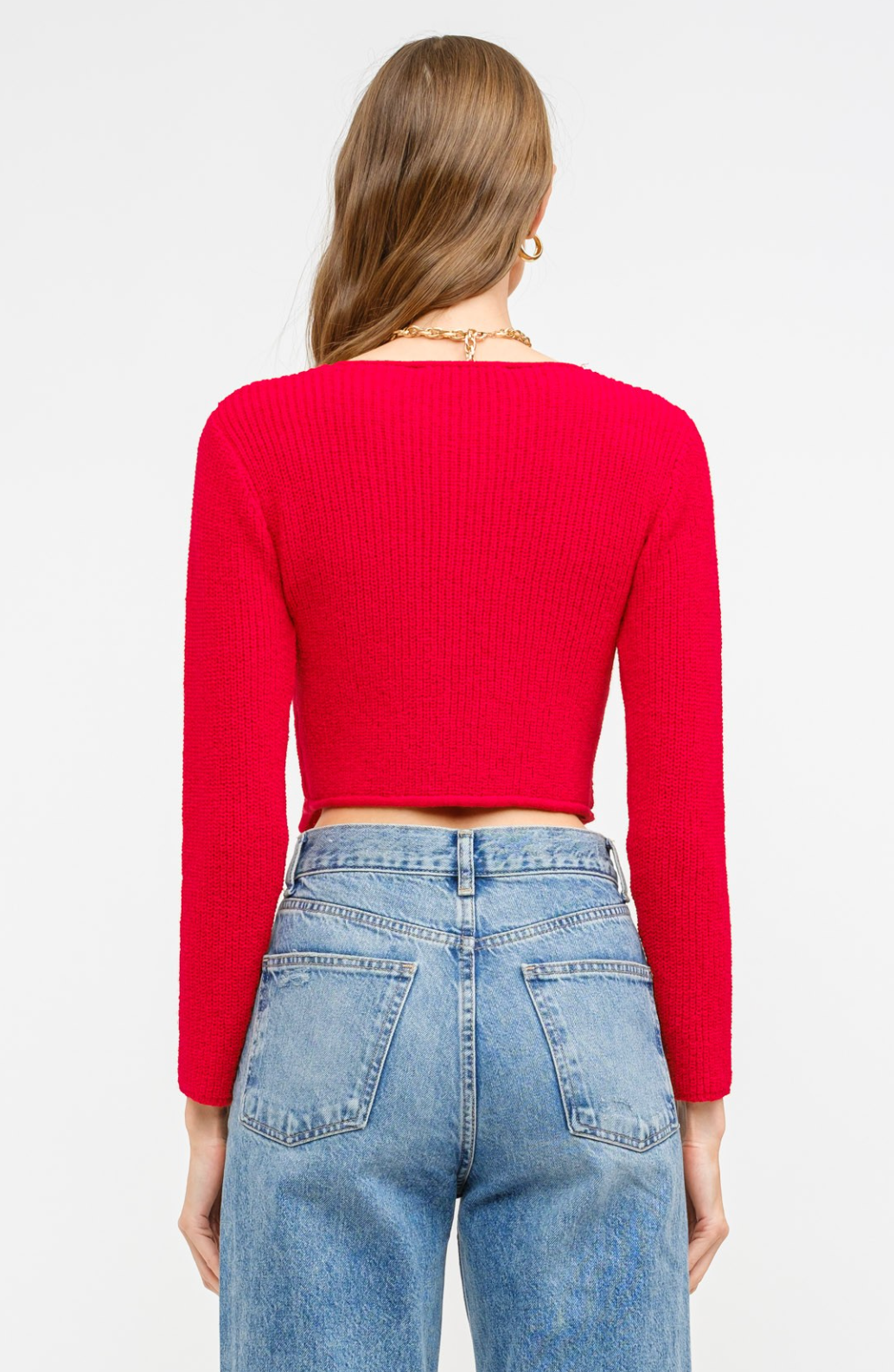 Crissy Knit Front Ties Top Red