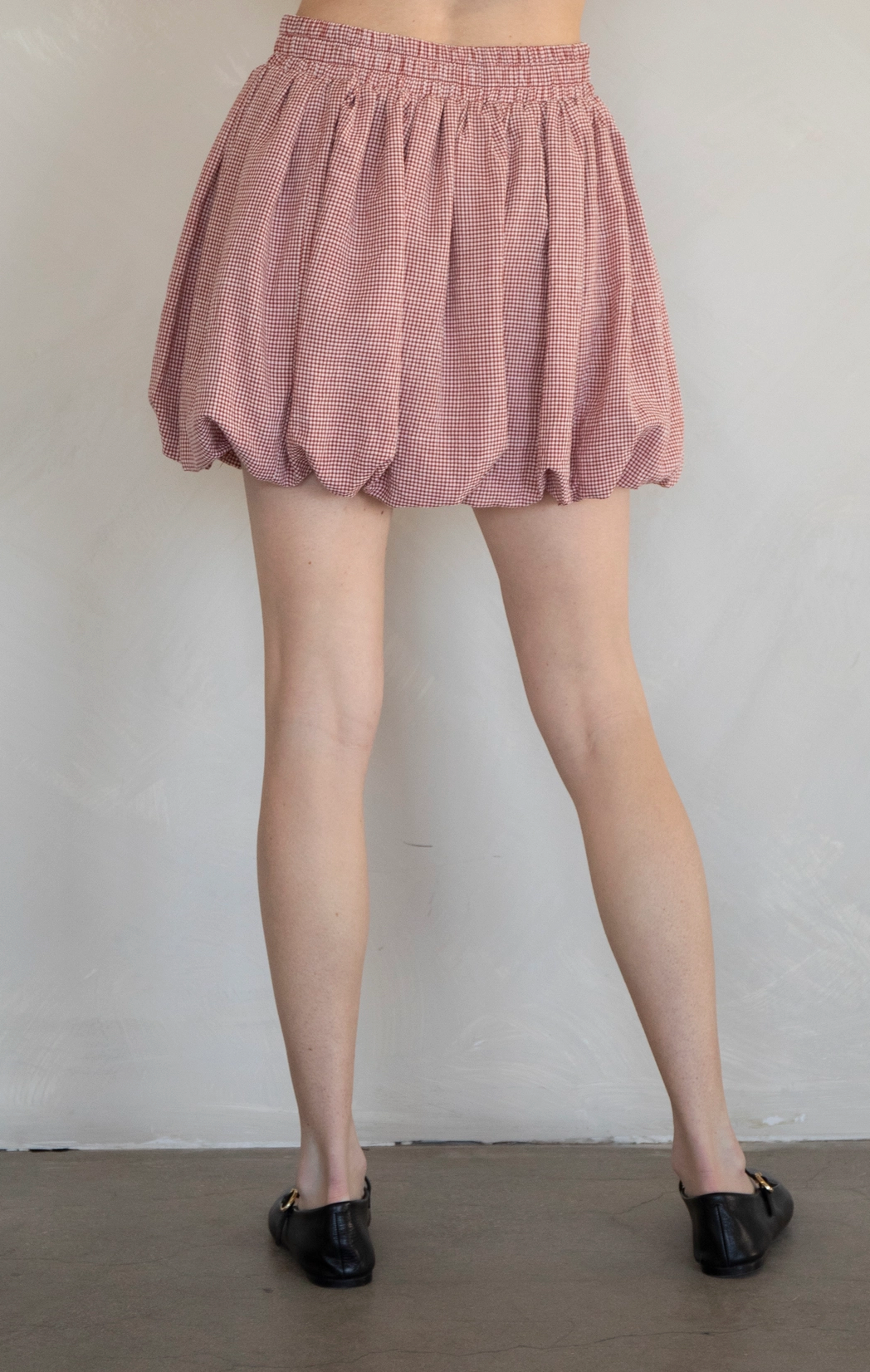 Checker Bubble Skirt Red