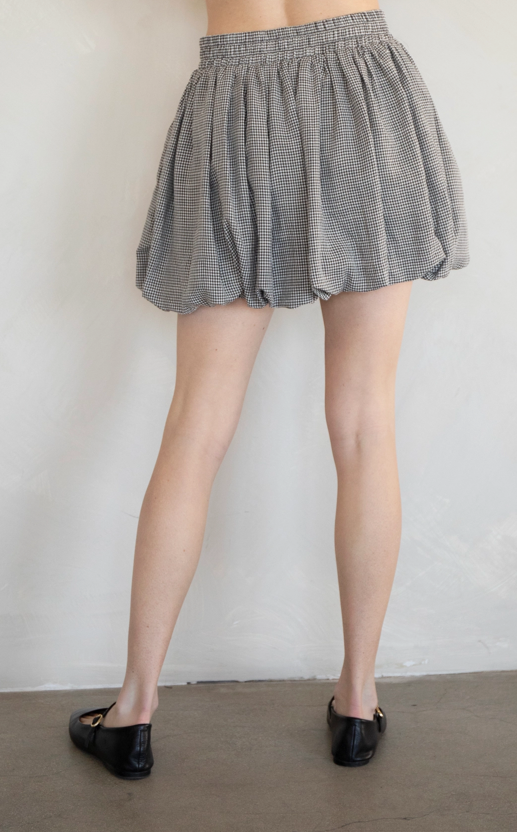 Checker Bubble Skirt Black