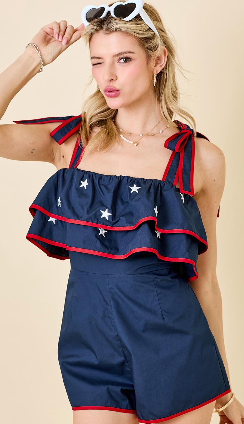 Navy/Red Americana Romper
