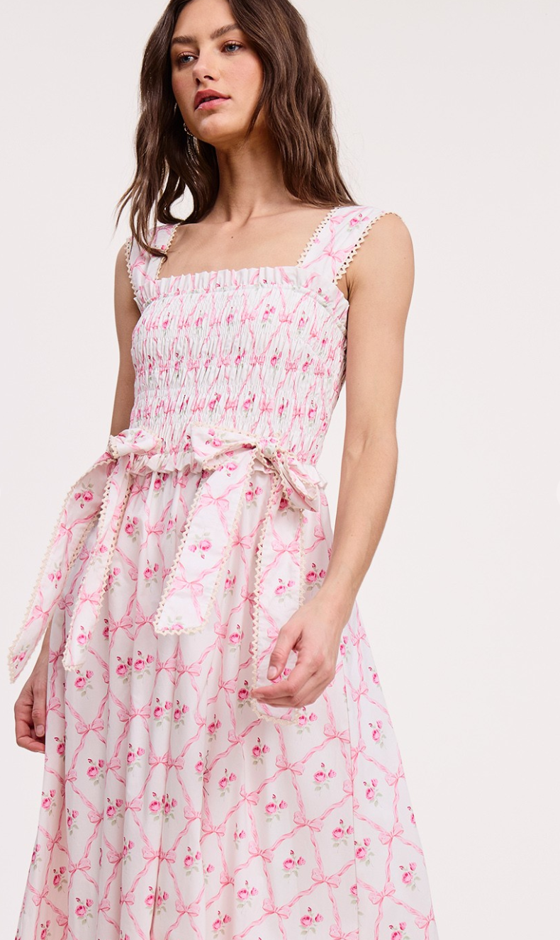 Romantic Ribbon Midi Dress