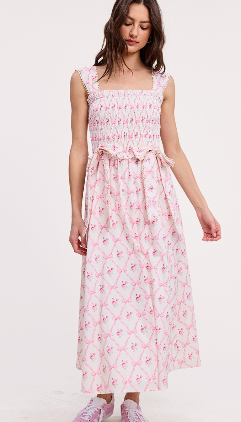 Romantic Ribbon Midi Dress