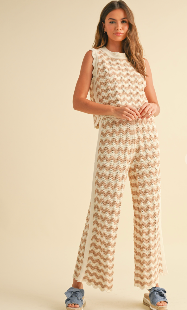 Crochet Knitted Top & Pants Set of 2