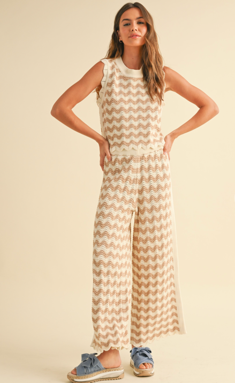 Crochet Knitted Top & Pants Set of 2