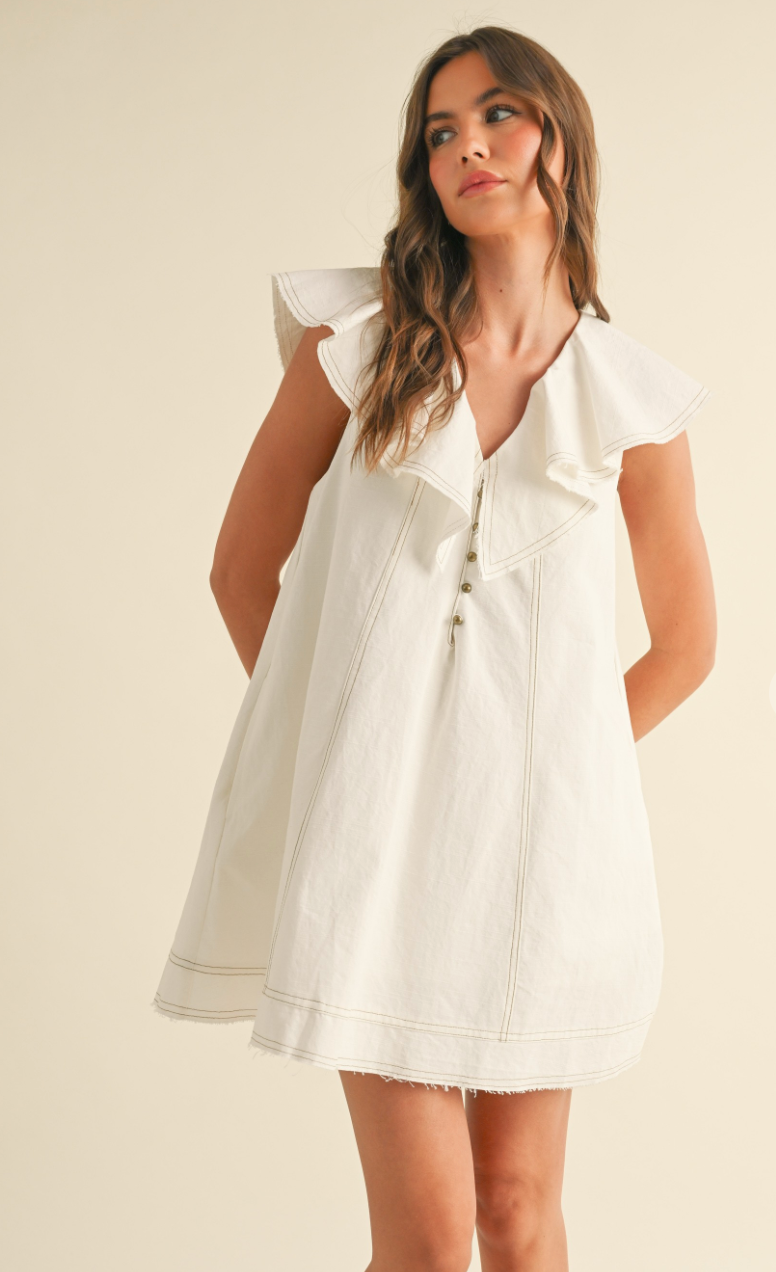 Rayne Ruffled Collar Dress White