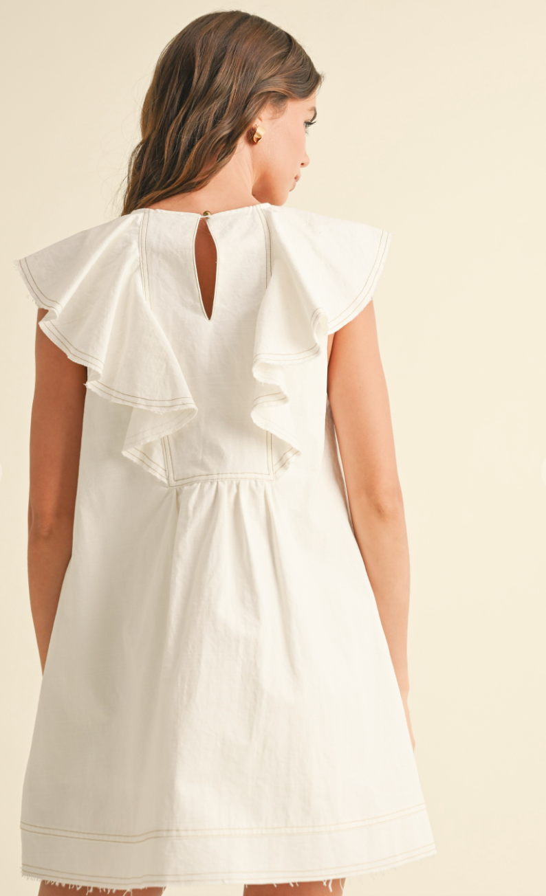 Rayne Ruffled Collar Dress White