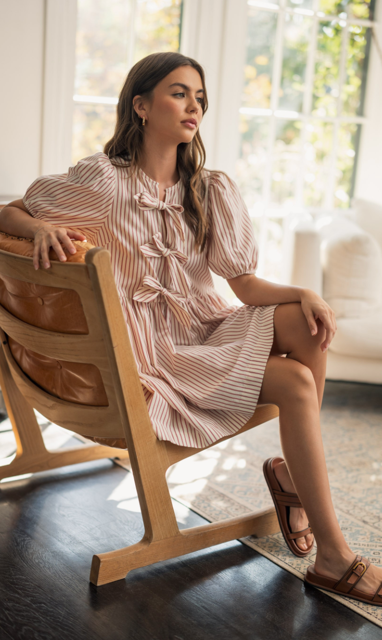 Meghan Stripe Bow Tie Dress