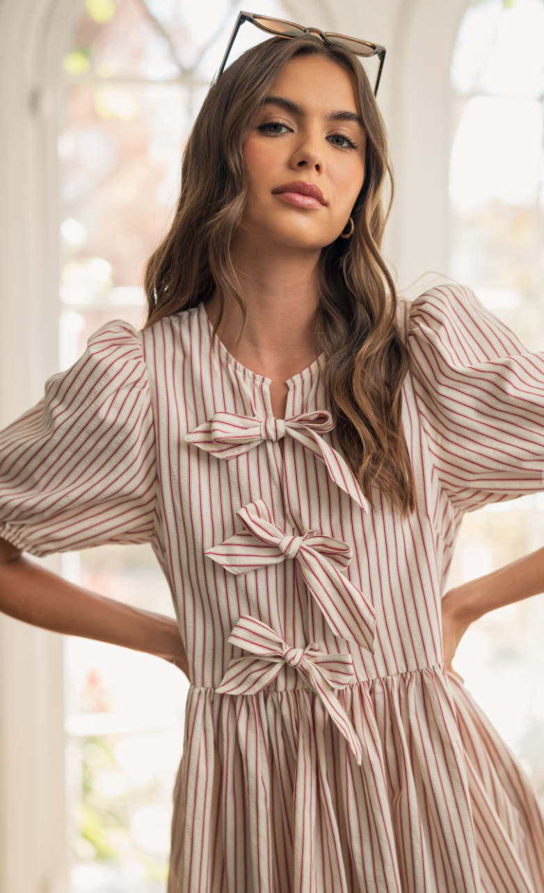Meghan Stripe Bow Tie Dress