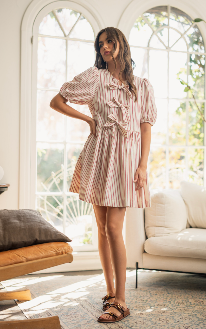 Meghan Stripe Bow Tie Dress