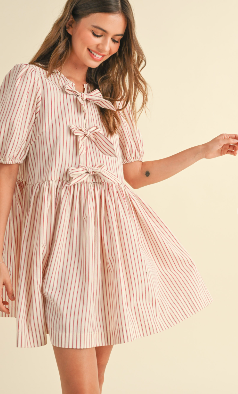 Meghan Stripe Bow Tie Dress
