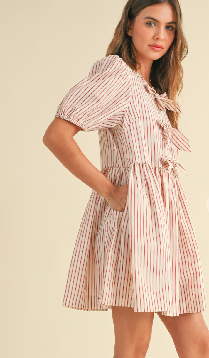 Meghan Stripe Bow Tie Dress
