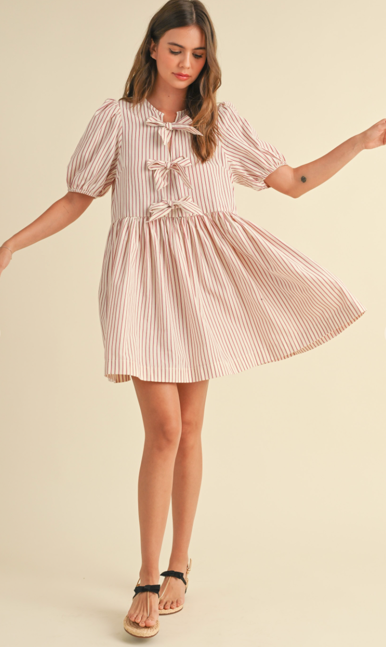 Meghan Stripe Bow Tie Dress