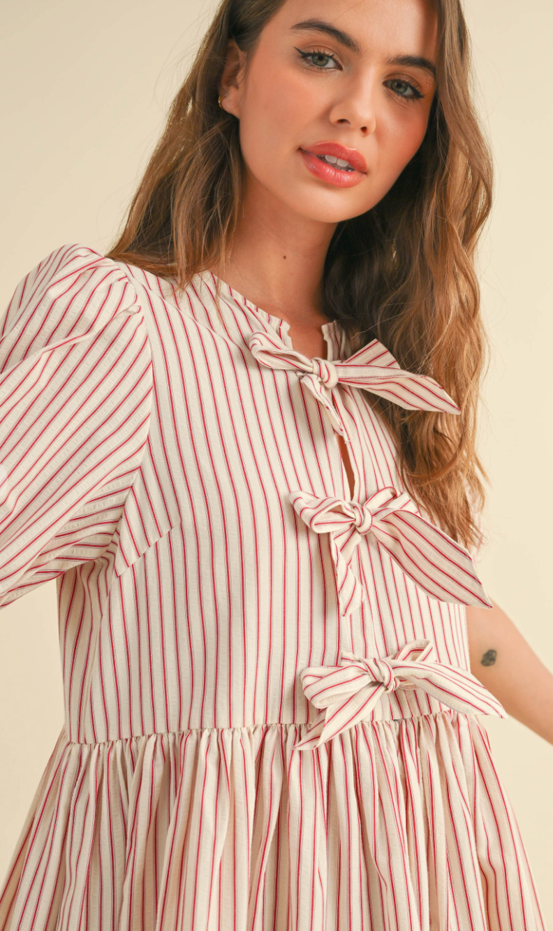 Meghan Stripe Bow Tie Dress