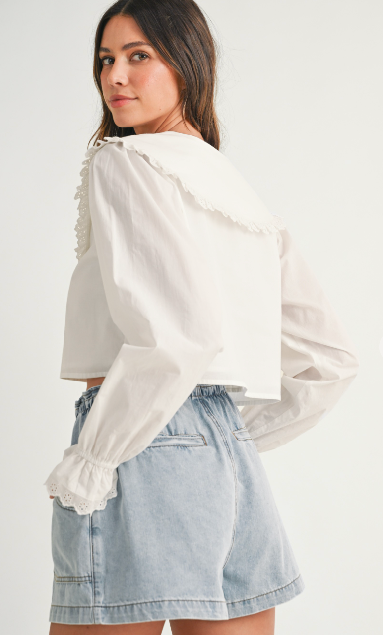 Bib Collar Poplin Blouse