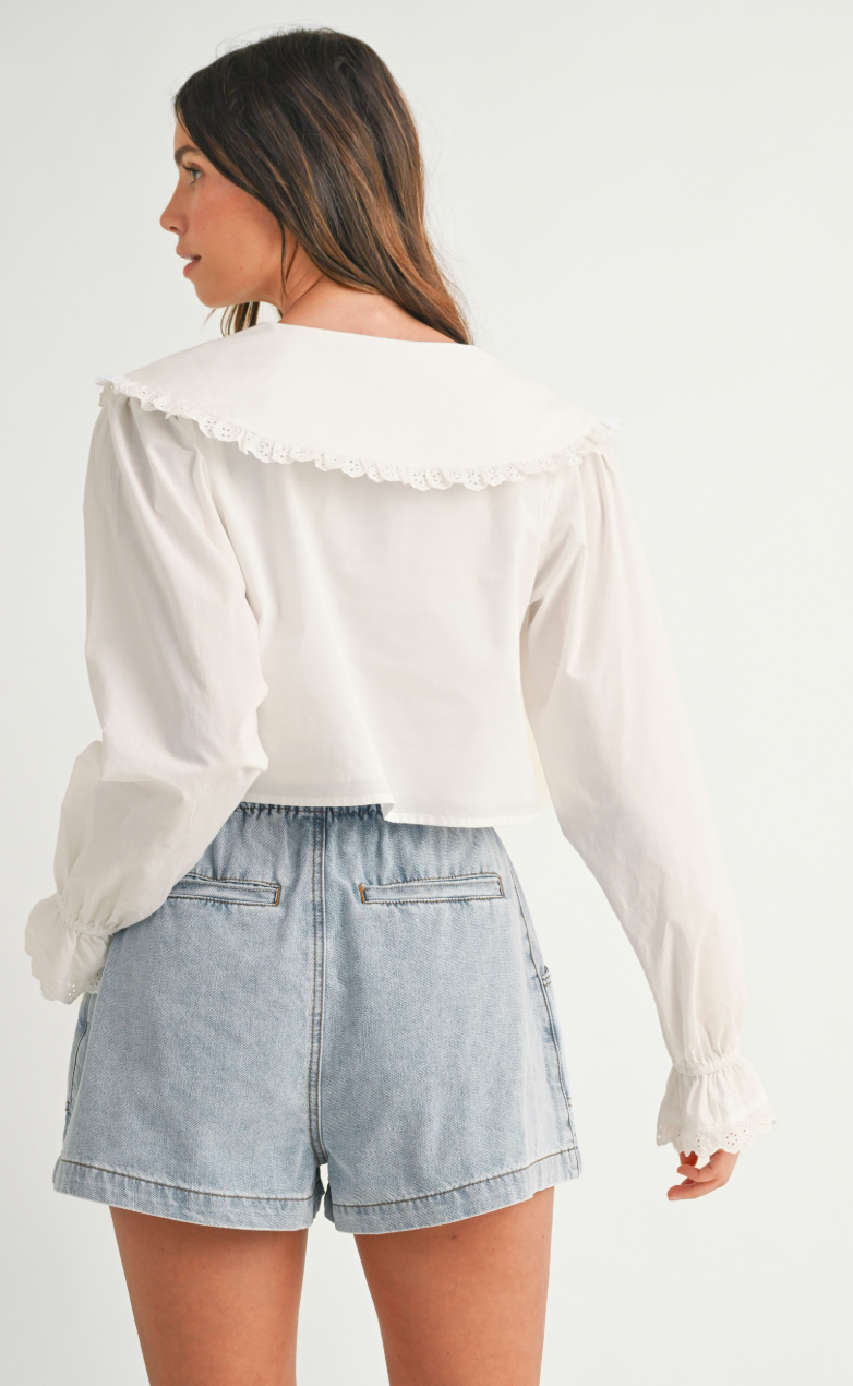 Bib Collar Poplin Blouse