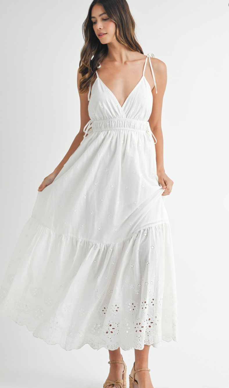 Eden Eyelet Maxi Dress White