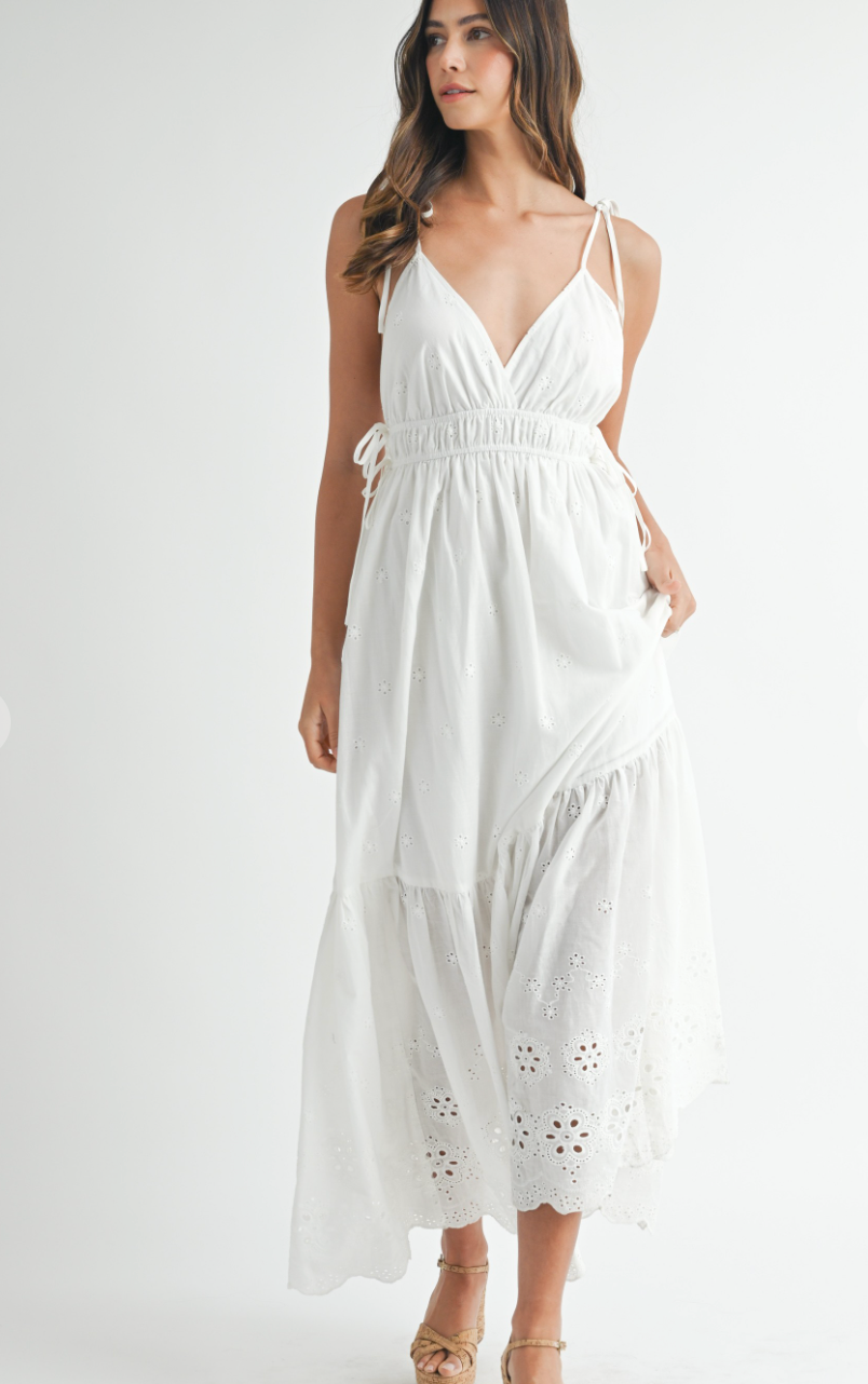 Eden Eyelet Maxi Dress White