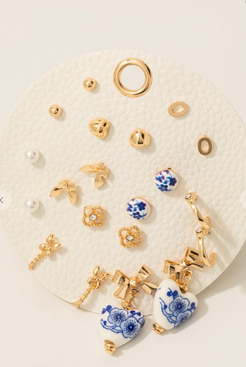 Ceramic Floral Stud Set